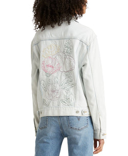 Levi's wo Ex-boyfriend Cotton Denim Trucker Jacket Floral Nouveau thumbnail 2