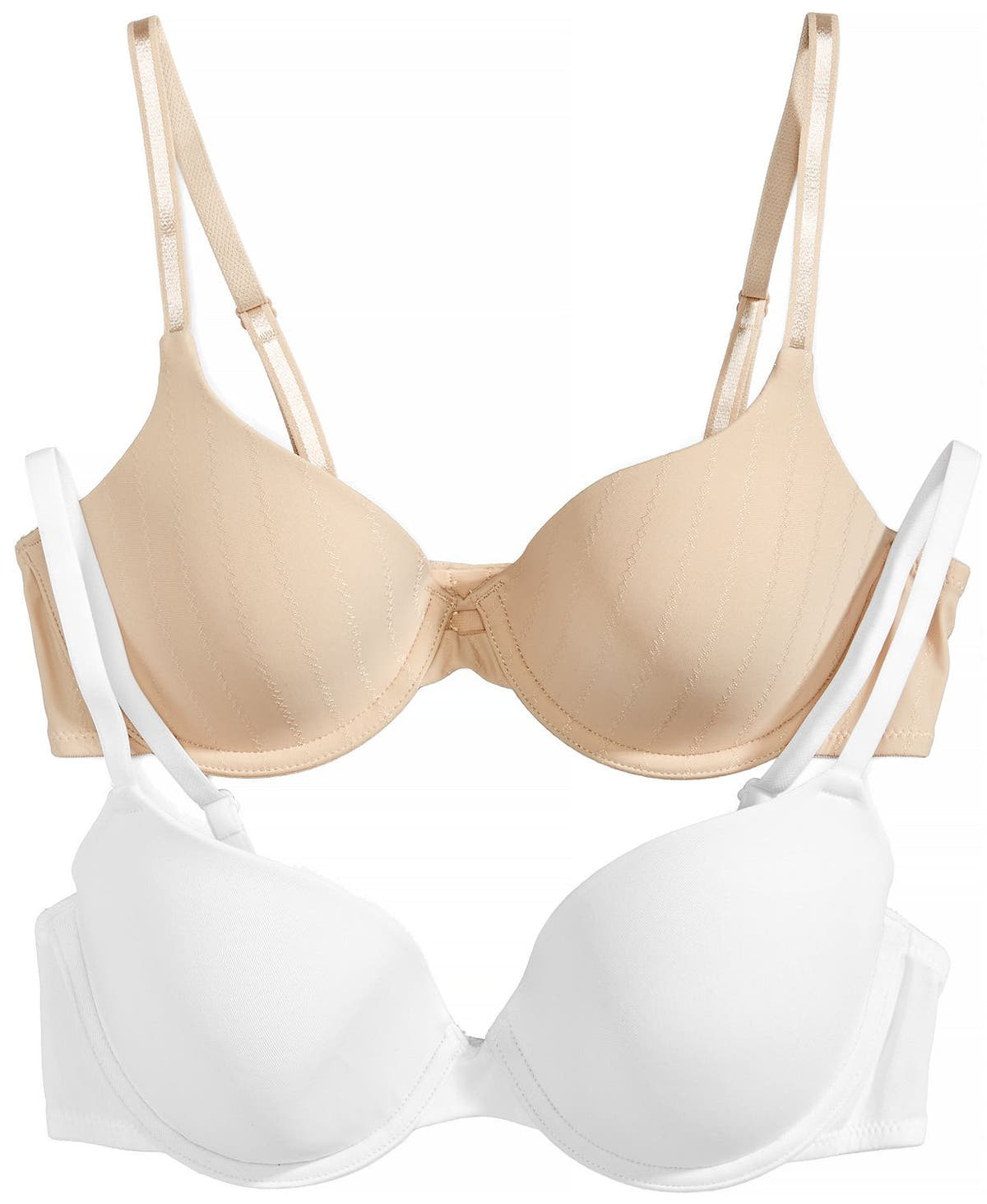 Lily Of France Lightly Lined Convertible Strap Bra 2-pack in White/Barely Beige