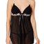 Linea Donatella Black Pleated Babydoll Chemise 2pc Set