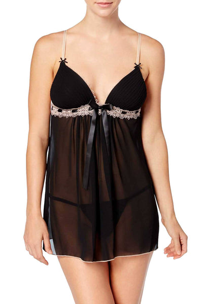 Linea Donatella Black Pleated Babydoll Chemise