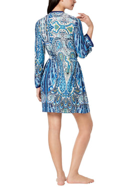 Linea Donatella Blue Anisa Knit Paisley Print Wrap thumbnail 4