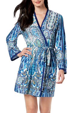 Linea Donatella Blue Anisa Knit Paisley Print Wrap thumbnail 1