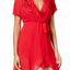 Linea Donatella Crimson-Red Juliet Lace-Trimmed Chiffon Wrap