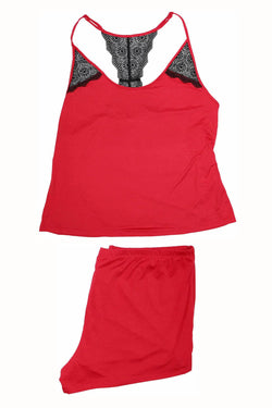 Linea Donatella Crimson-Red Lace Racerback Cami & Short 2-Piece Set thumbnail 2