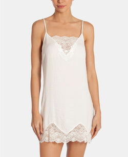 Linea Donatella Graciella Satin Lace Trim Chemise in Ivory thumbnail 3