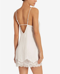 Linea Donatella Graciella Satin Lace Trim Chemise in Ivory thumbnail 4