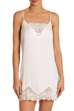 Linea Donatella Graciella Satin Lace Trim Chemise in Ivory thumbnail 1
