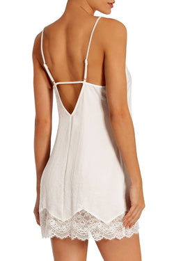 Linea Donatella Graciella Satin Lace Trim Chemise in Ivory thumbnail 2