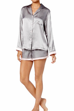 Linea Donatella Grey/Pink Satin Pajama Set thumbnail 2