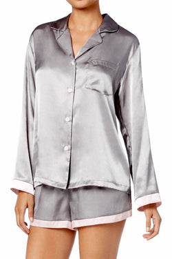 Linea Donatella Grey/Pink Satin Pajama Set thumbnail 1