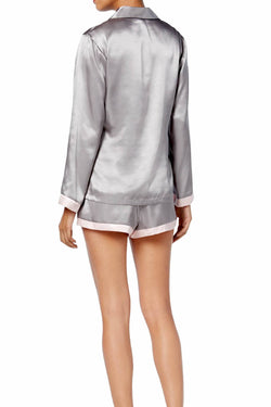 Linea Donatella Grey/Pink Satin Pajama Set thumbnail 4