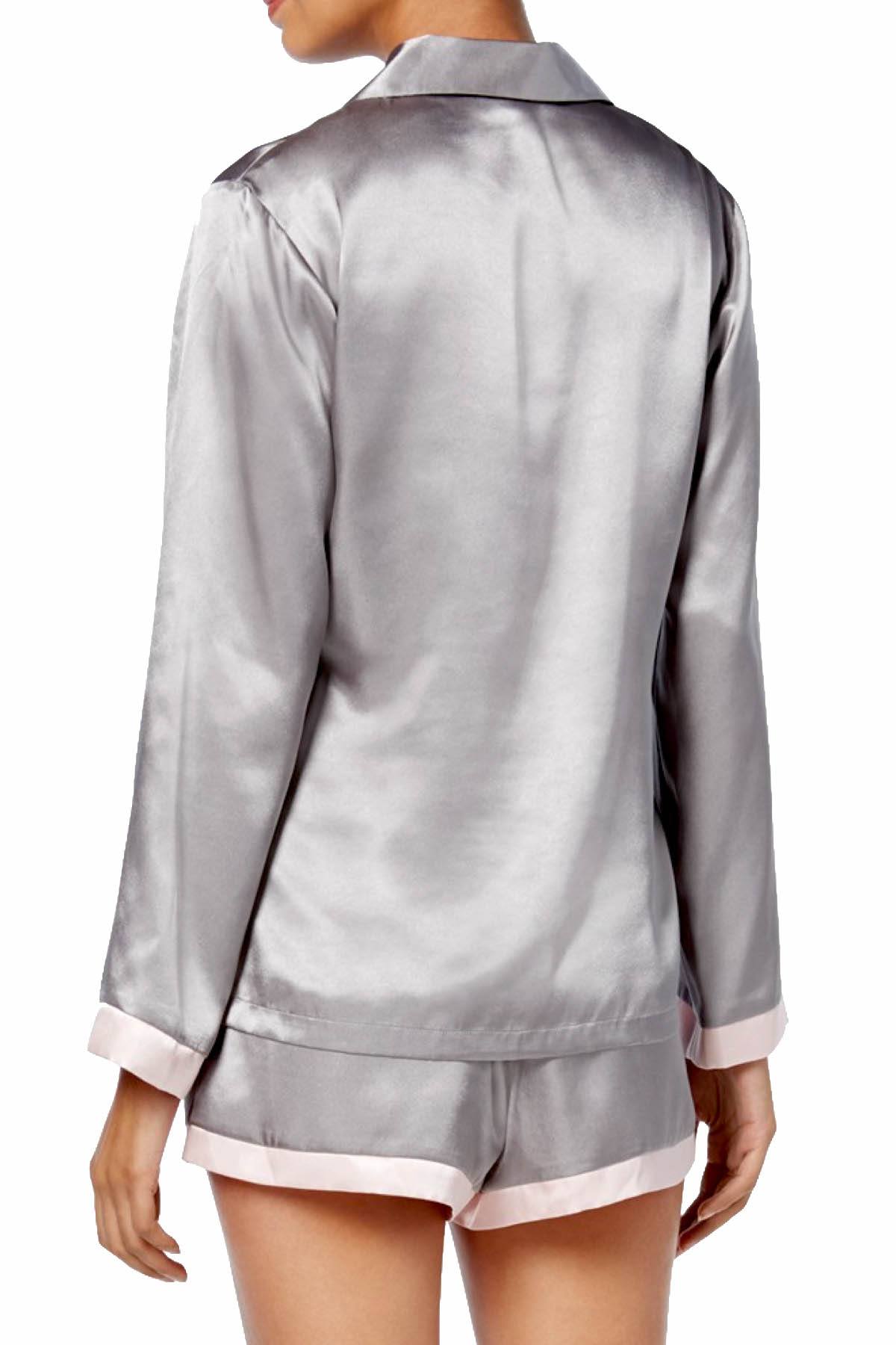 Linea Donatella Grey/Pink Satin Pajama Set