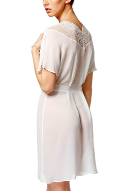 Linea Donatella Ivory Juliet Lace Trim Chiffon Wrap Robe thumbnail 3