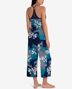 Linea Donatella Lace-trim Cami & Capri Pants Pajama Set Navy thumbnail 2