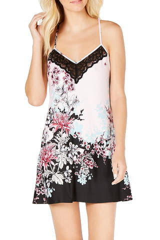 Linea Donatella Pink/Black Lucinda Border Print Chemise