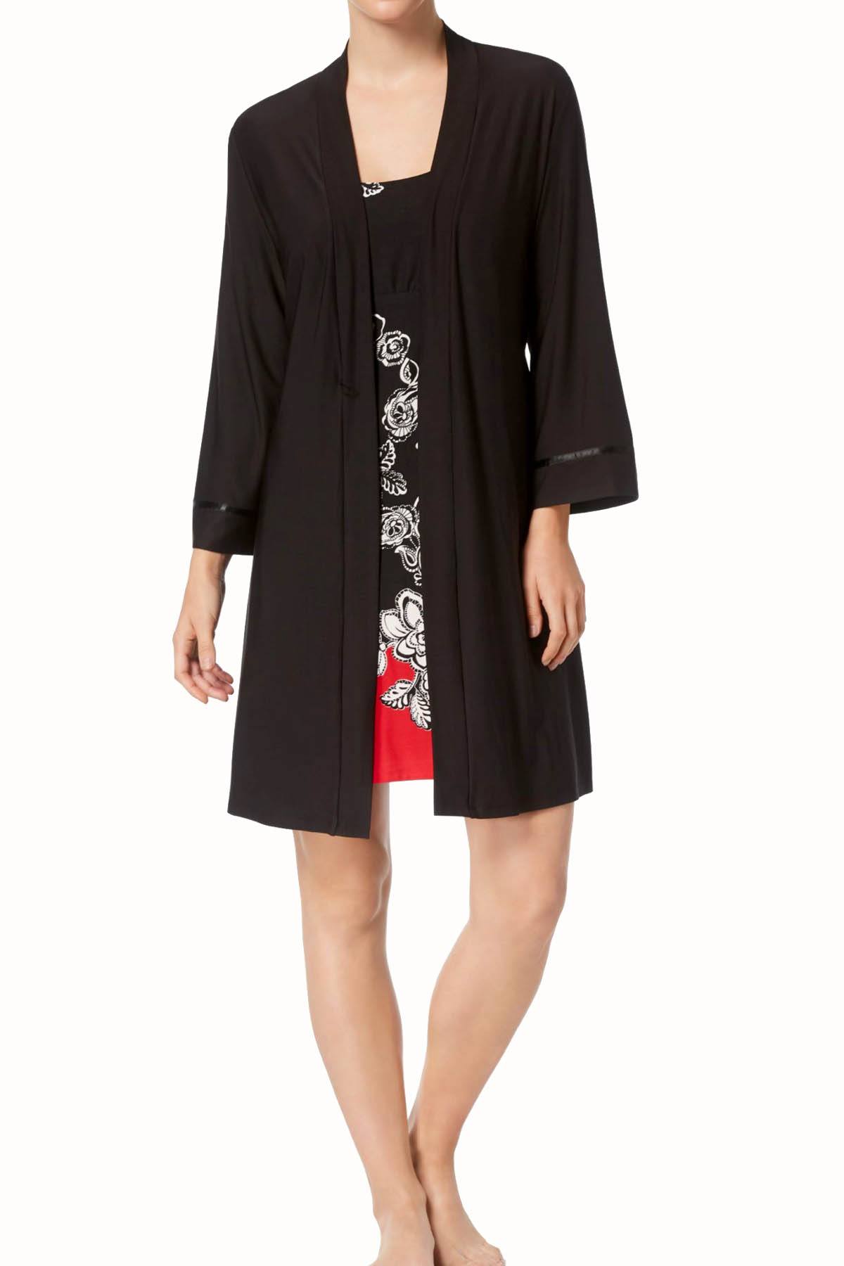 Linea Donatella Solid-Black Open-Front Wrap