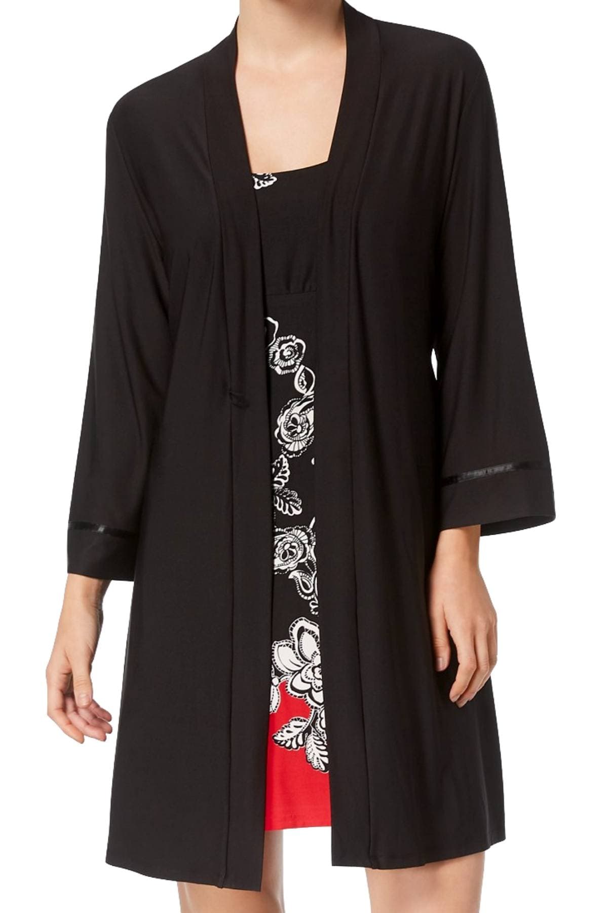 Linea Donatella Solid-Black Open-Front Wrap