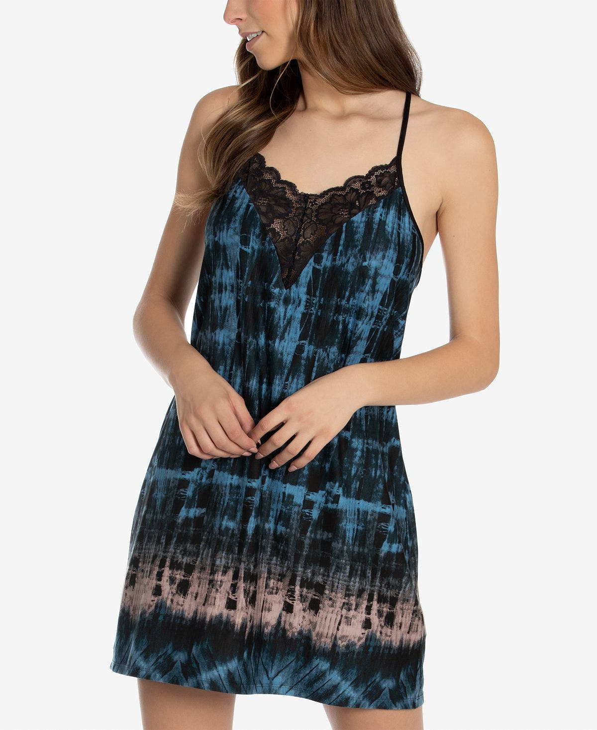 Linea Donatella Tie-dyed Chemise Nightgown Turquoise Orchid