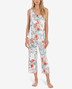 Linea Donatella Tropical-print Tank Top & Cropped Pajama Pants Set Ivory thumbnail 1