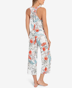 Linea Donatella Tropical-print Tank Top & Cropped Pajama Pants Set Ivory thumbnail 2