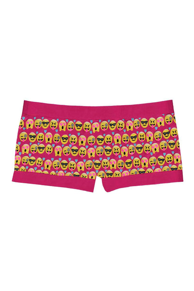 Little Black Panties Pink 'Big Girls' Face-Emojis Boyshort