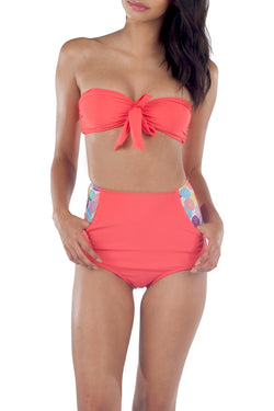 Lolli Dark Coral & Ellas High Waisted Bottom thumbnail 2