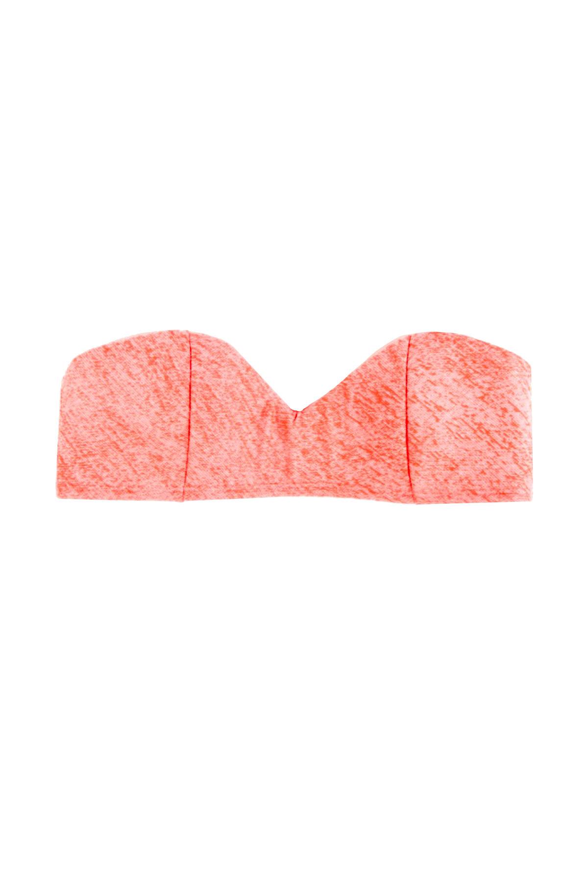 Lolli Foamed Bandeau Top w/ Detachable Halter Strap in Dark Coral