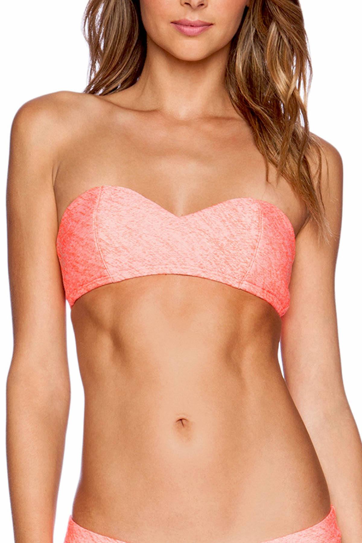 Lolli Foamed Bandeau Top w/ Detachable Halter Strap in Dark Coral