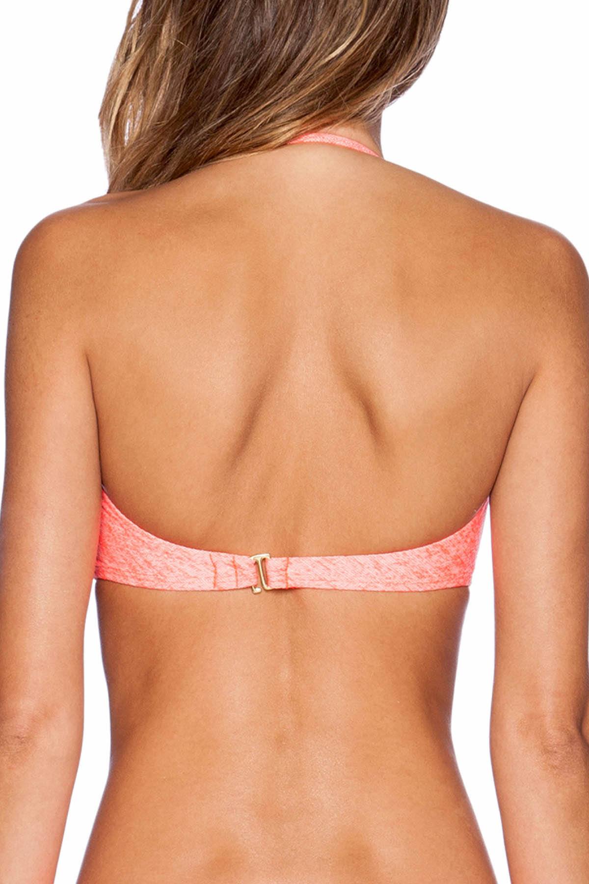 Lolli Foamed Bandeau Top w/ Detachable Halter Strap in Dark Coral