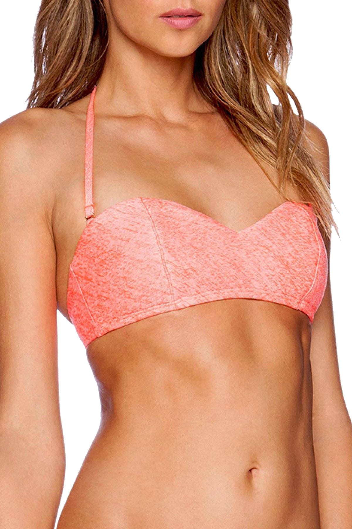 Lolli Foamed Bandeau Top w/ Detachable Halter Strap in Dark Coral