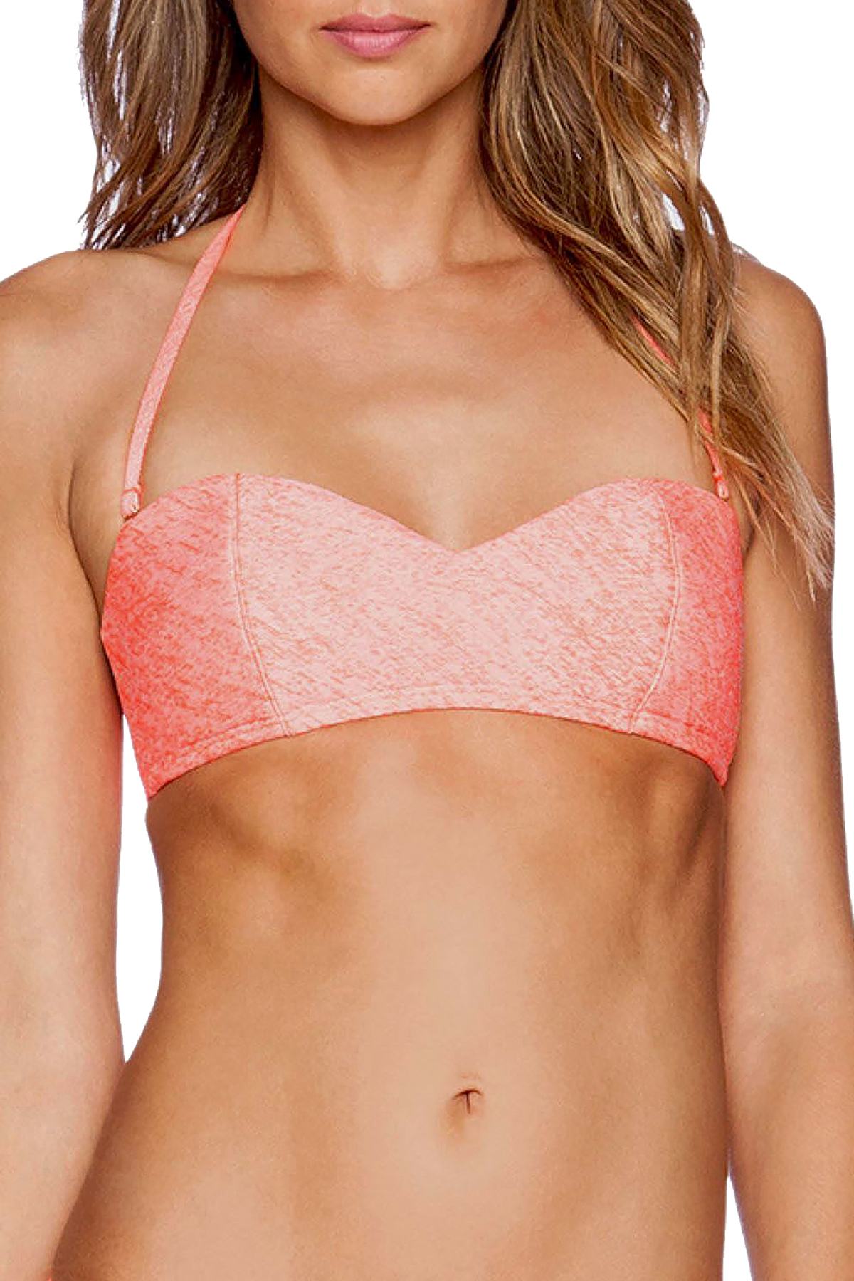 Lolli Foamed Bandeau Top w/ Detachable Halter Strap in Dark Coral