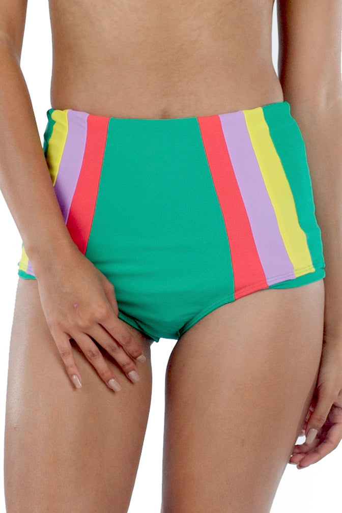 Lolli Green & Stripes High Waisted Bottom