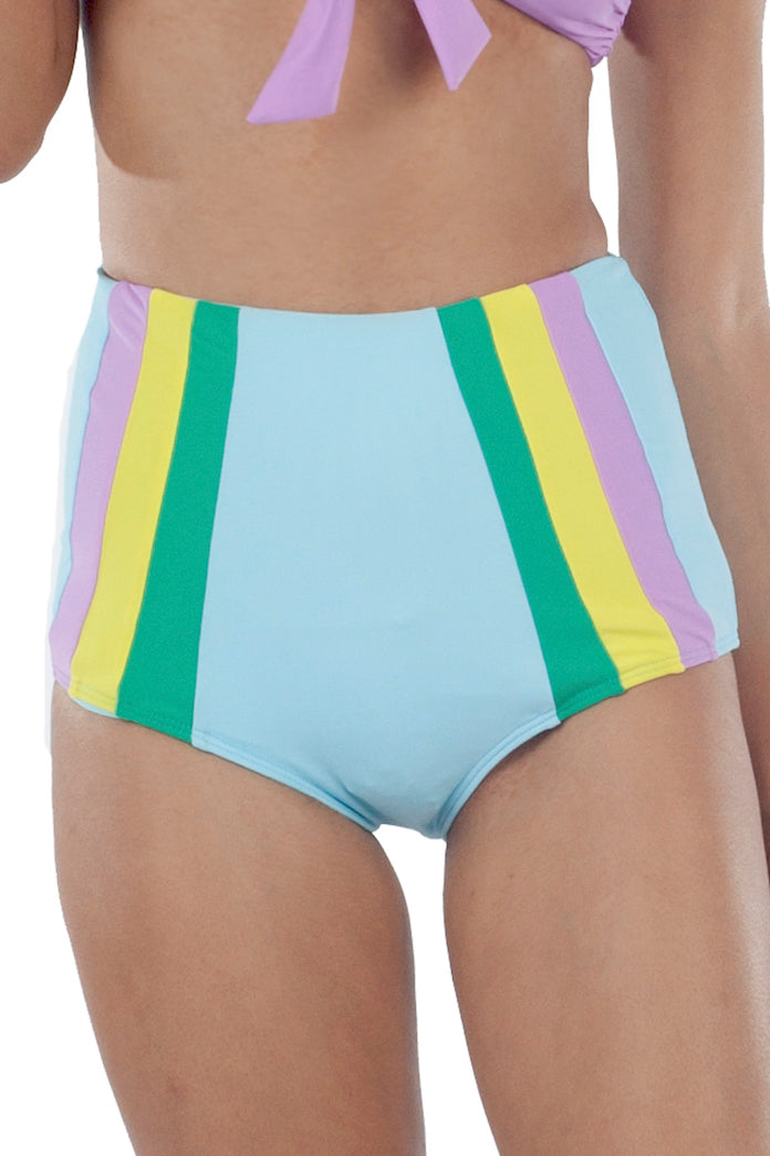 Lolli Light Blue & Stripes High Waisted Bottom