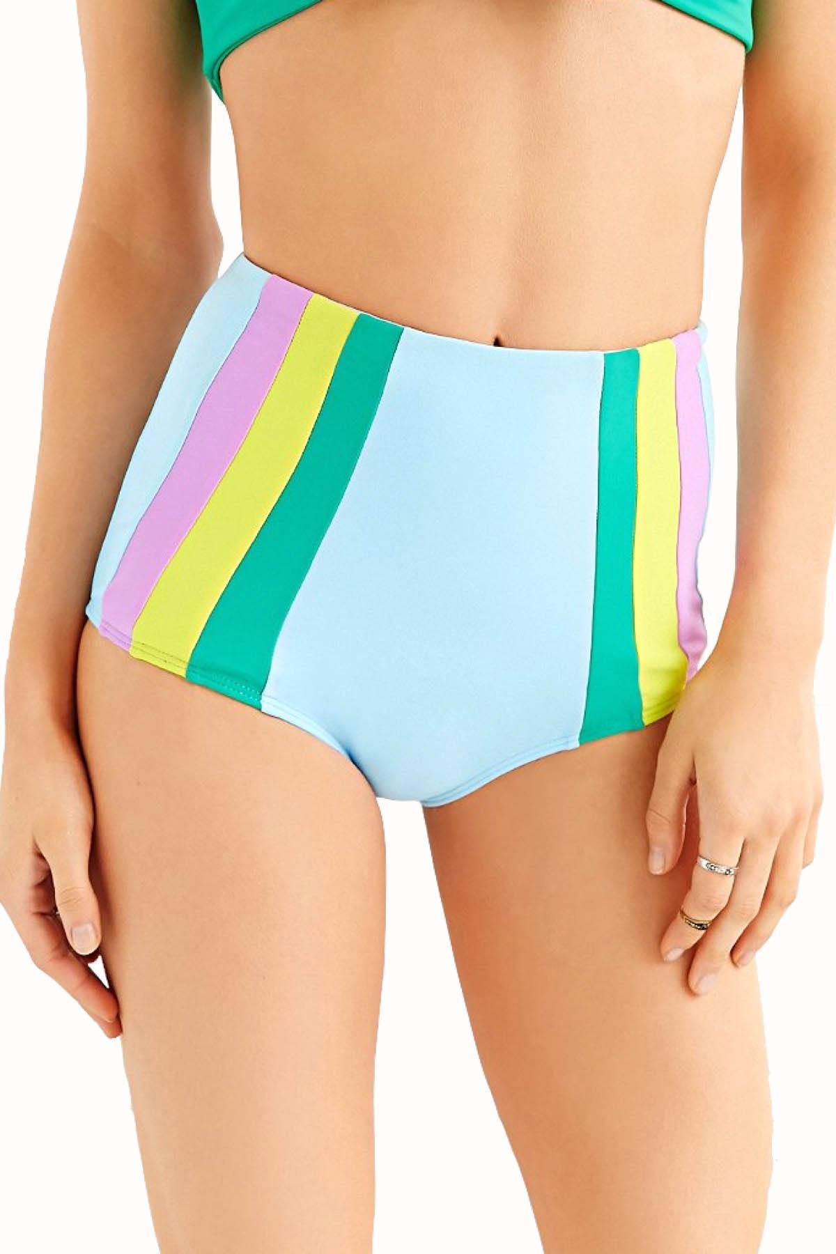 Lolli Light Blue & Stripes High Waisted Bottom