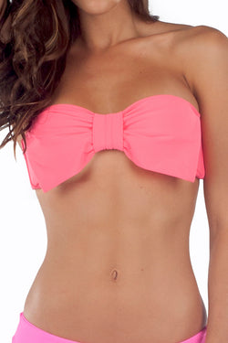 Lolli Neon Coral Big Bow Bandeau Top thumbnail 1