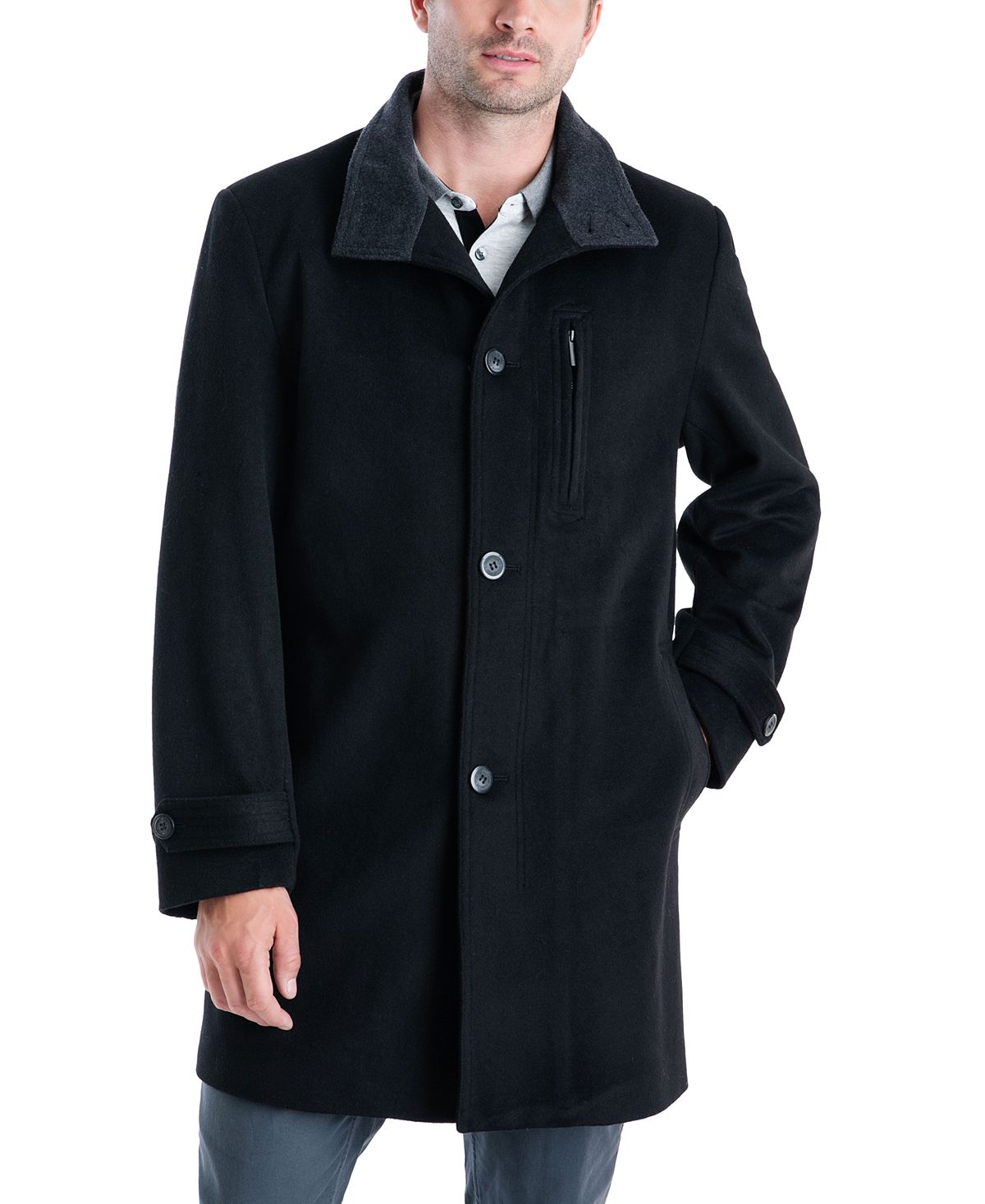 London Fog Clark Classic-fit Overcoat Black