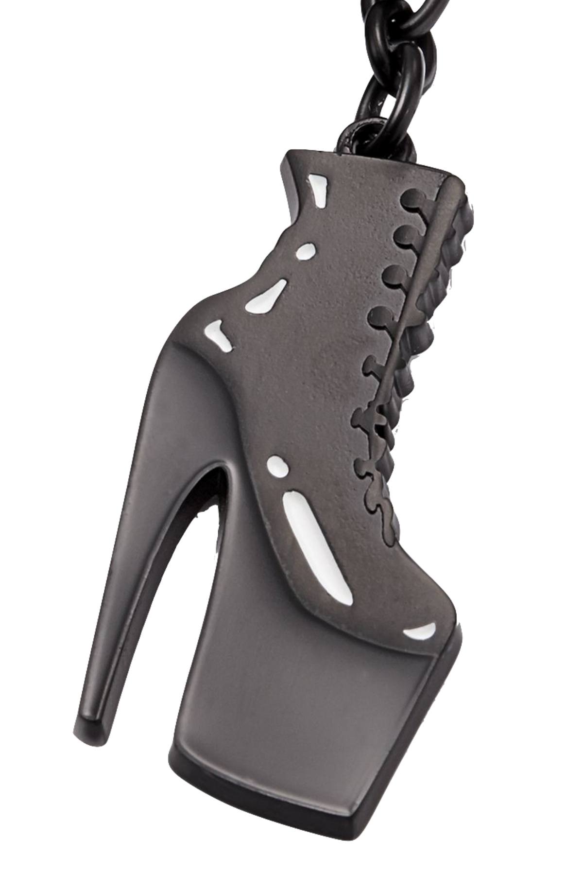 Love Bravery Black Stiletto-Boot Enamel Keychain