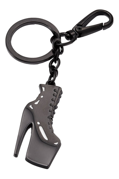 Love Bravery Black Stiletto-Boot Enamel Keychain