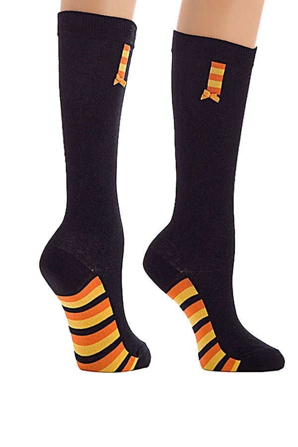 Lucci Black Bowtie Calf High Sock