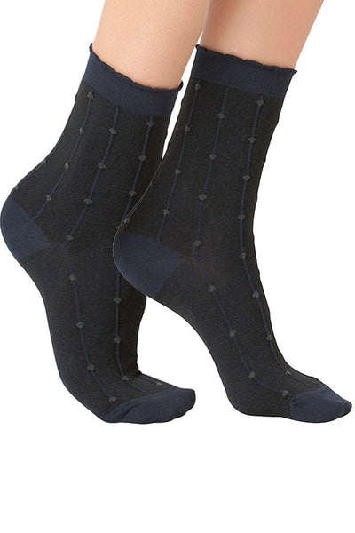 Lucci Black Freckles Crew Sock