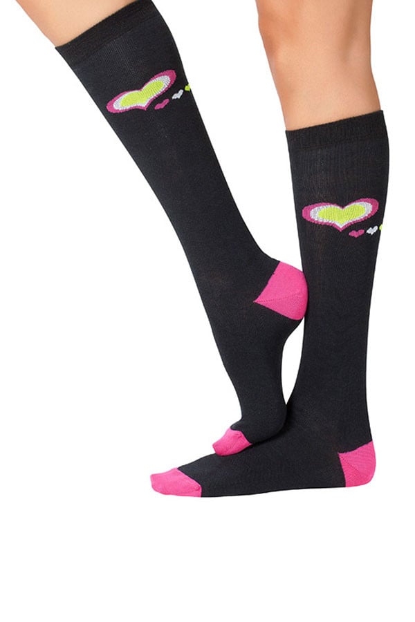 Lucci Black Hearts Calf High Socks