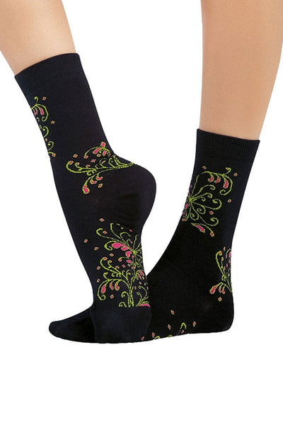 Lucci Black Lily Crew Sock