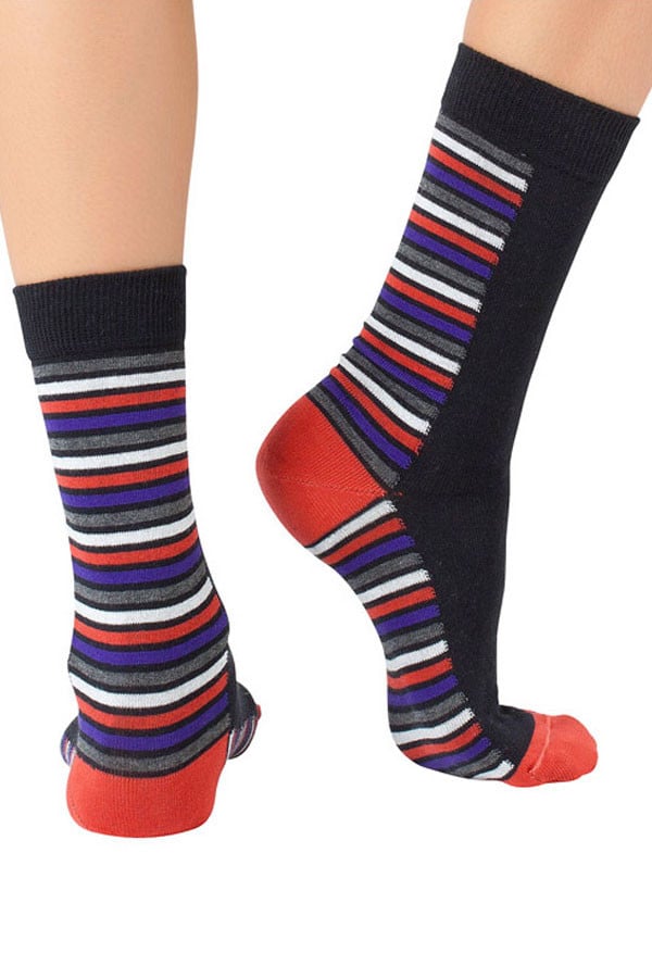Lucci Black Lines Crew Sock