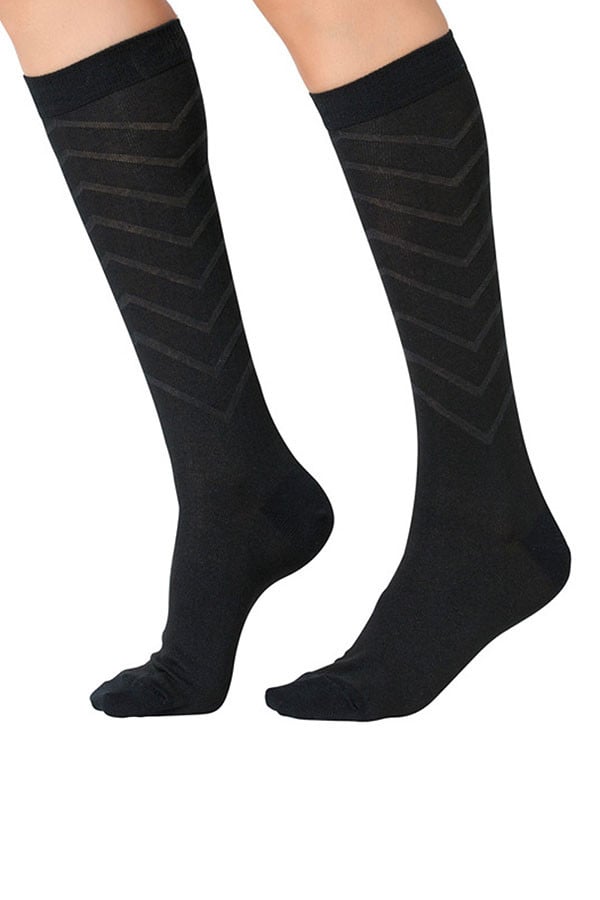 Lucci Black Relief Calf High Sock