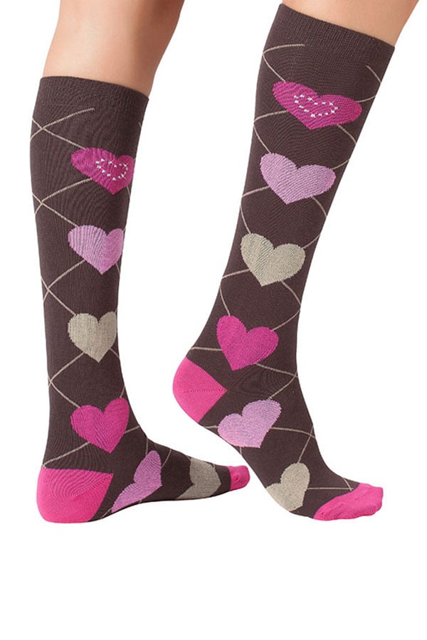 Lucci Brown Love Calf High Sock