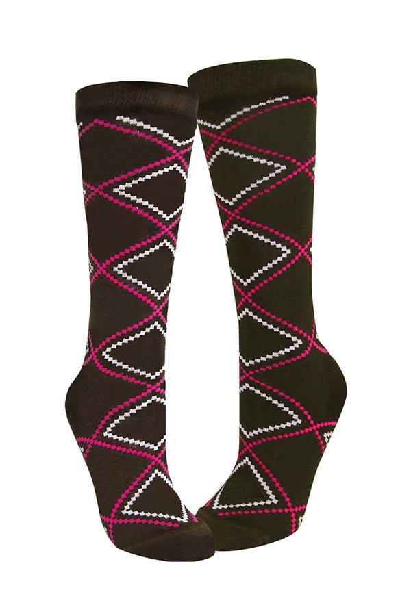 Lucci Brown Spring Break Calf High Socks