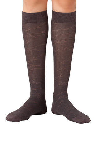 Lucci Brown Twigs Calf High Sock