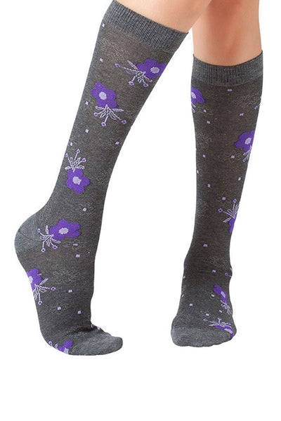 Lucci Grey Geranium Calf High Sock