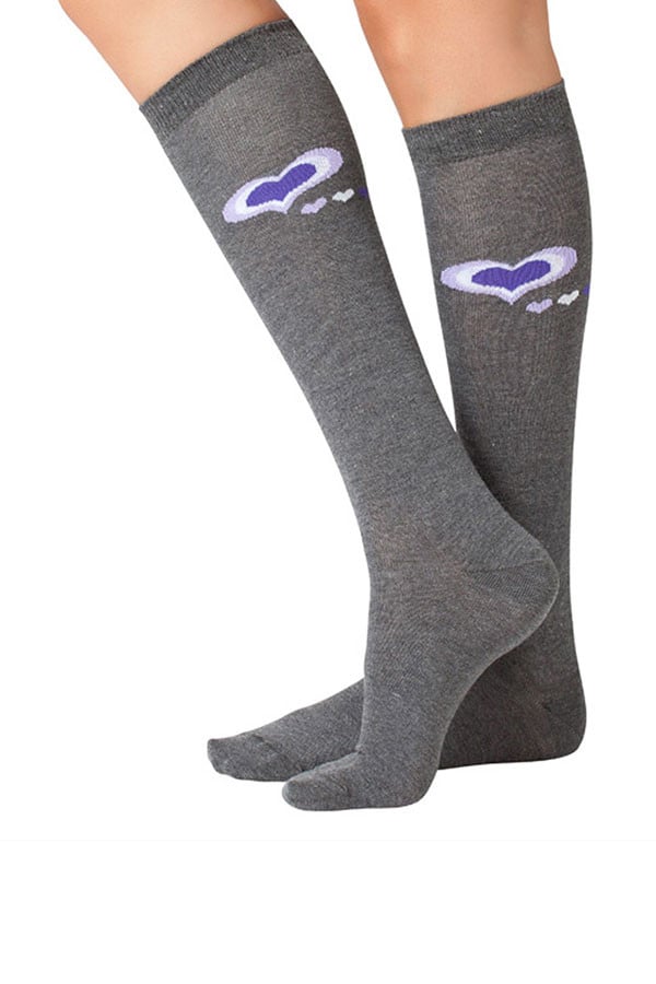 Lucci Grey Hearts Calf High Sock