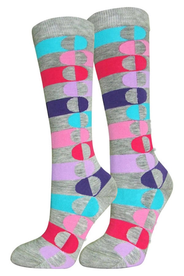 Lucci Grey Rainbow Calf High Sock